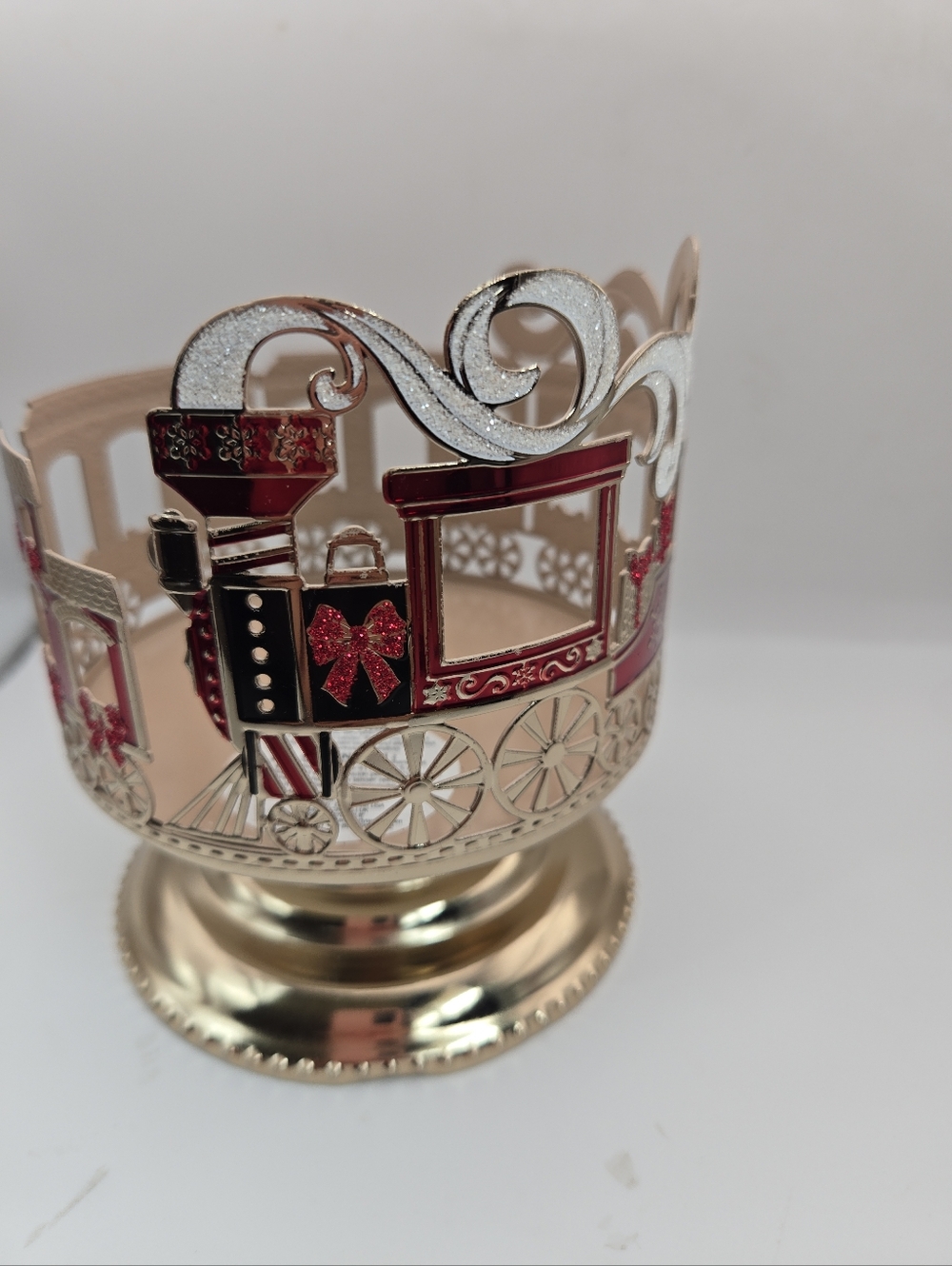 Bath & Body Works Christmas Train Candle Holder Pedestal 3 Wick Holiday Decor